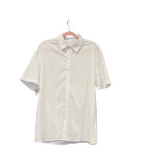 Men’s XL SHEIN Short Sleeve Button‑Down Shirt – White, Minimalist, Lightweight